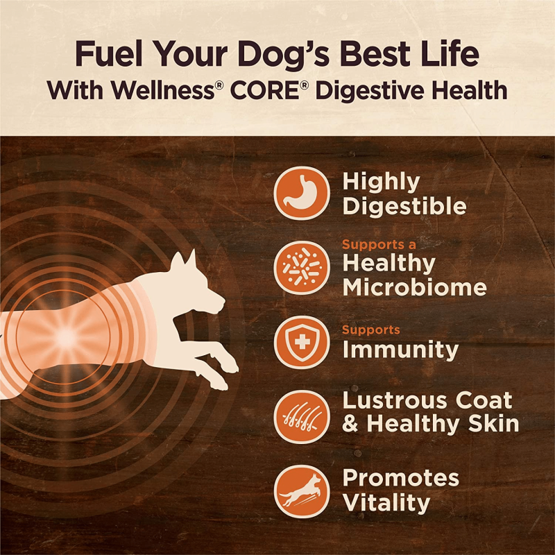 Wellness CORE Digestive Health Whitefish & Brown Rice Dry Dog Food, 22 lbs