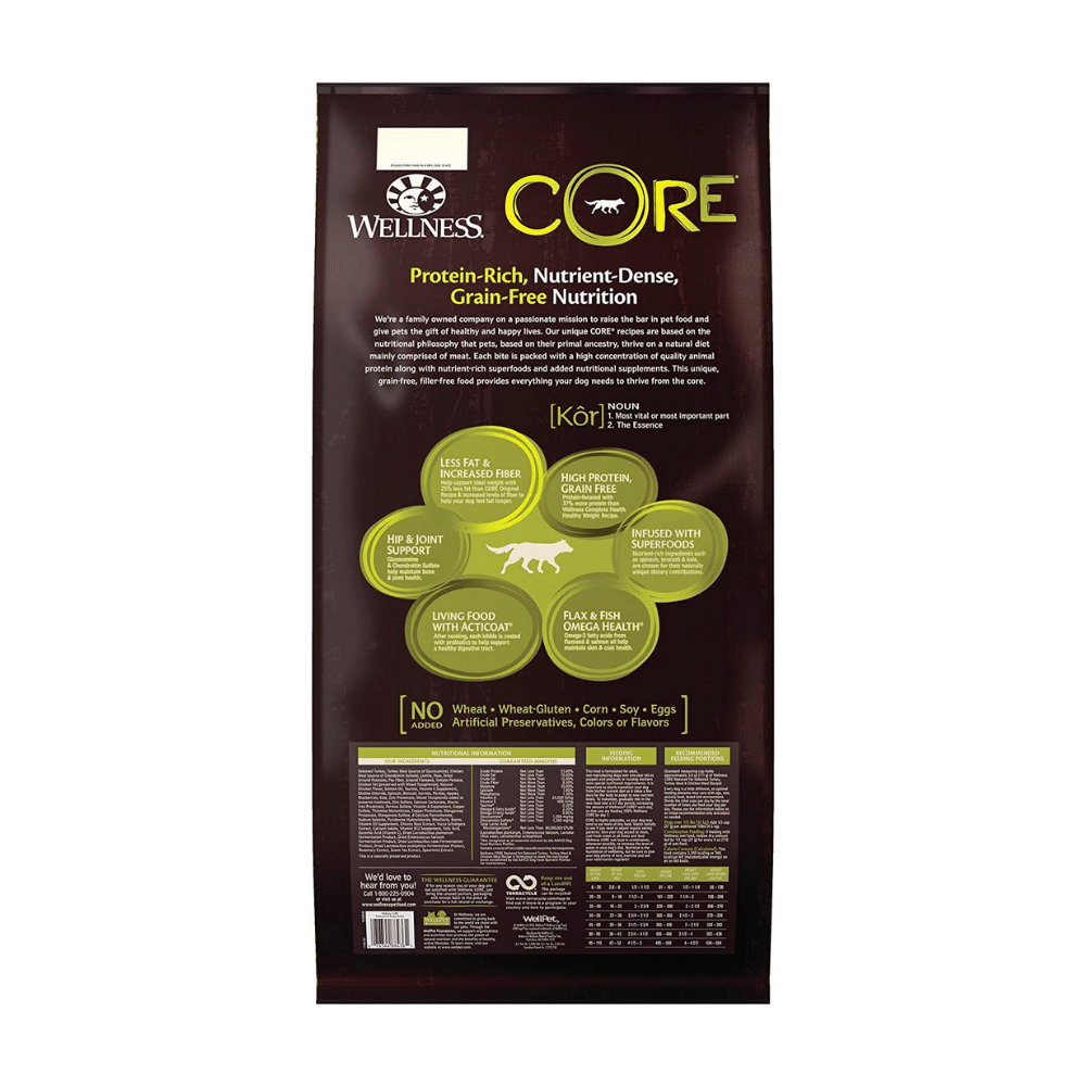 Wellness Core Natural Grain Free Reduced Fat Dry Dog Food, Turkey & Chicken Flavor, 24 Pounds