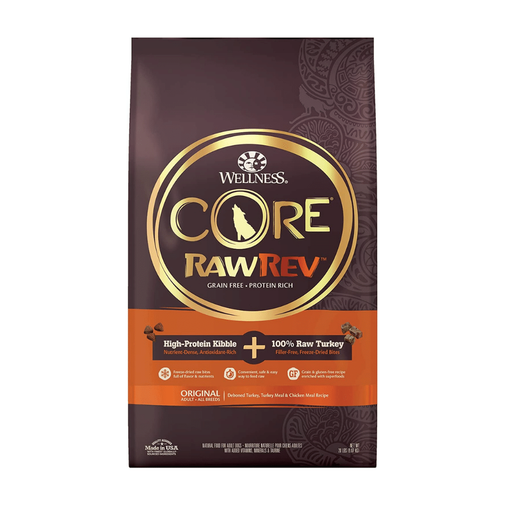Wellness Core RawRev Natural Grain Free Original Chicken with Freeze Dried Turkey Dry Dog Food, 20 Pounds
