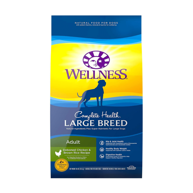 Wellness Natural Pet Food Complete Health Large Breed Dog Food, Chicken & Brown Rice Flavor, 30 Pounds