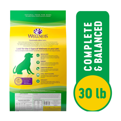 Wellness Natural Pet Food Complete Health Natural Dry Dog Food, Lamb & Barley Flavor, 30 Pounds