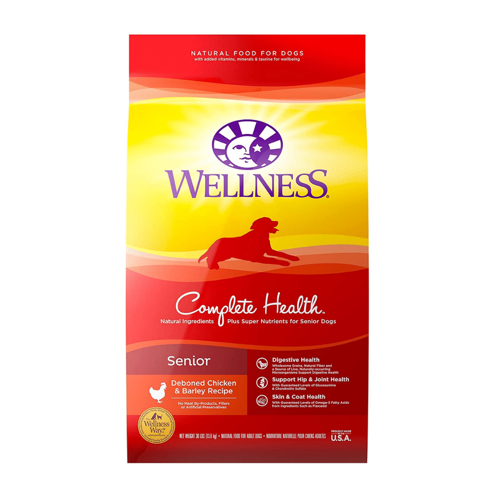 Wellness Natural Pet Food Complete Health Senior Dry Dog Food with Chicken & Barley, 30 Pounds