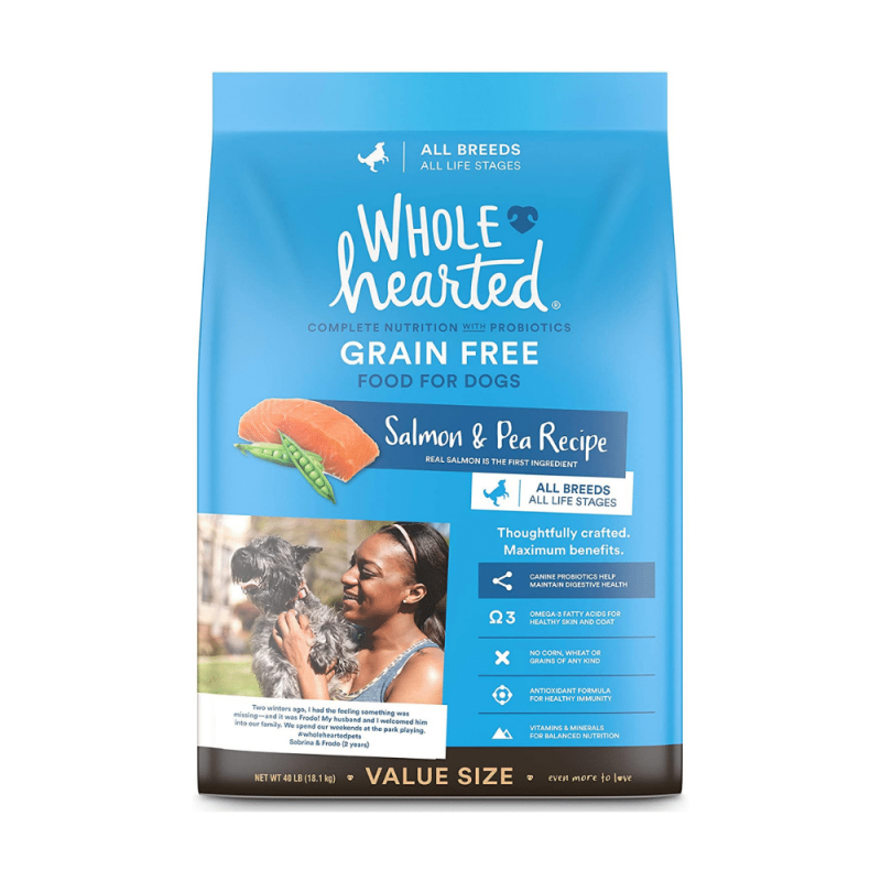 WholeHearted Grain Free All Life Stages Salmon and Pea Recipe Dry Dog Food, 40 Pounds