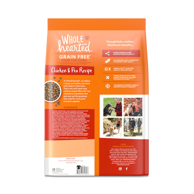 WholeHearted Grain Free Large Breed Chicken and Pea Recipe Adult Dry Dog Food