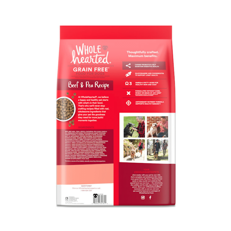 WholeHearted Grain Free Large Breed Dry Dog Food, Beef and Pea Recipe, 40 Pounds