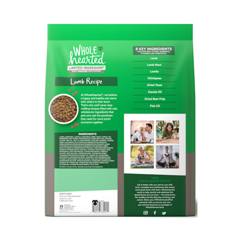 WholeHearted Grain Free Limited Ingredient Lamb Recipe Dry Dog Food, 22 Pounds
