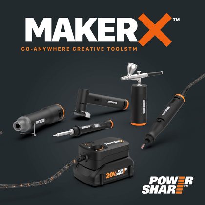 Worx 20V Makerx Combo Kit Rotary Tool, Angle Grinder, Wood/ Metal Crafting Tool