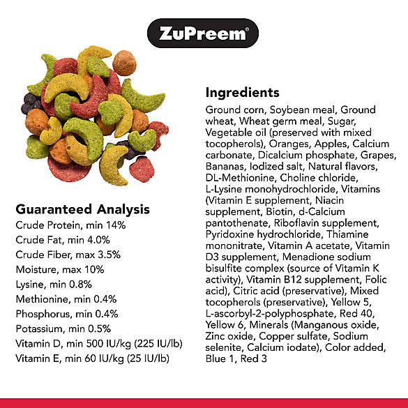 ZuPreem FruitBlend Flavor Bird Food For Medium to Large Birds, 35 Pounds