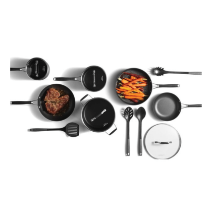 Calphalon Hard-Anodized Nonstick Pots and Pans, 14-Piece Cookware Set in Black