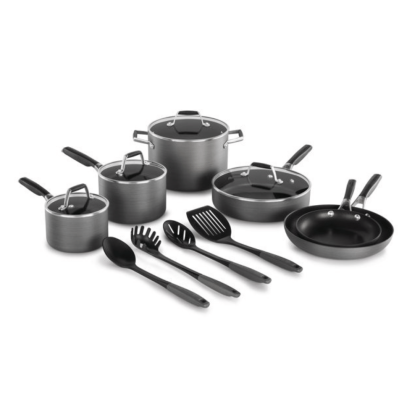 Calphalon Hard-Anodized Nonstick Pots and Pans, 14-Piece Cookware Set in Black