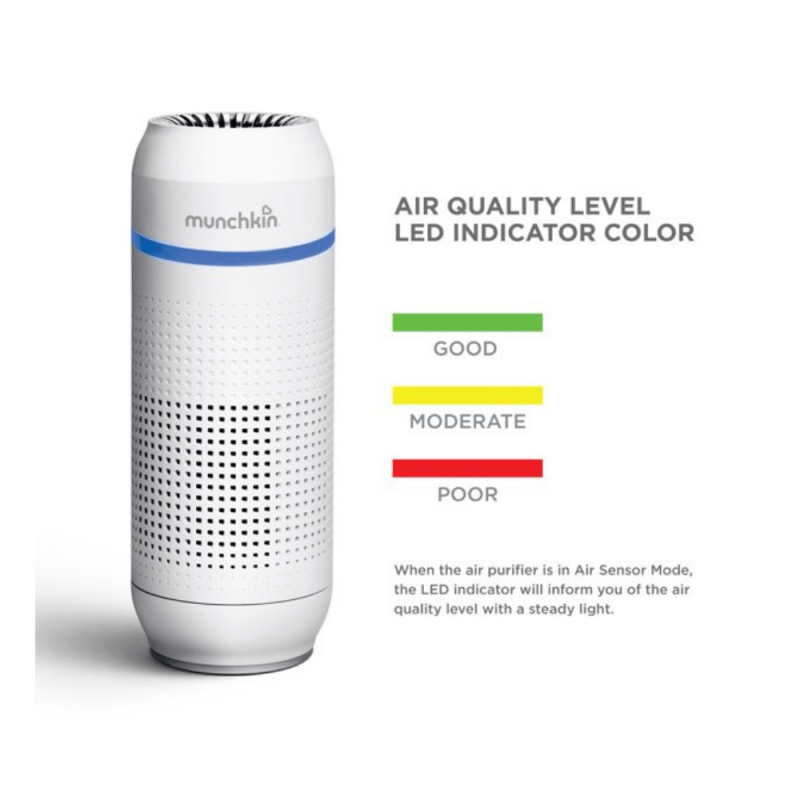 Munchkin Portable Air Purifier, 4-Stage True HEPA Filtration System, Purifier + 1 Refill