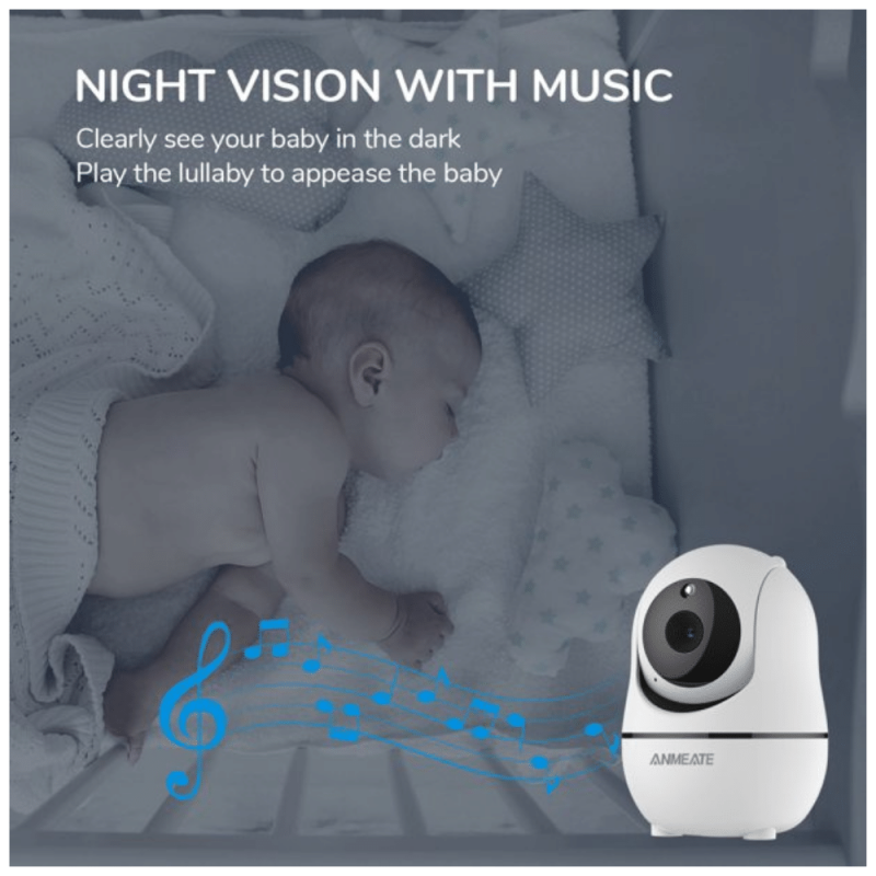 Anmeate 3.5” Large Display Video Baby Monitor With Remote Pan-Tilt-Zoom Camera