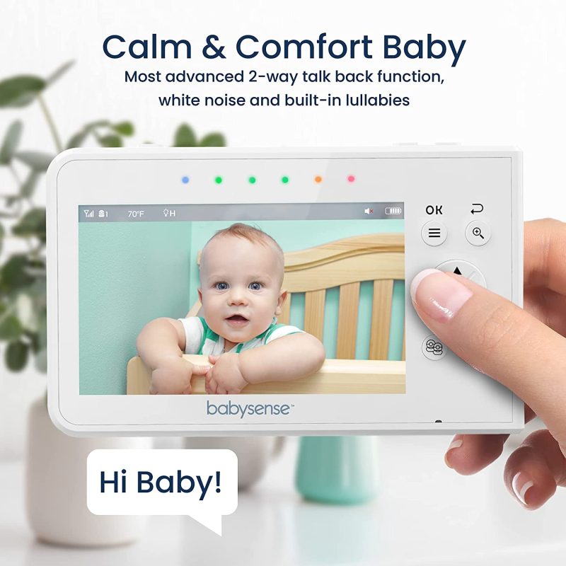 Babysense Split Screen Video Baby Monitor, 4.3" Display with 2 PTZ Cameras, Two-Way Talk