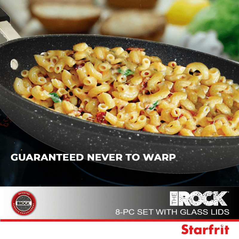 Starfrit The Rock 8 Piece Cookware Set with Bakelite Handles, Black