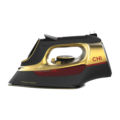 CHI 1700 Watts Retractable Cord Steam Iron with Titanium Infused Ceramic Soleplate, Gold (13116)