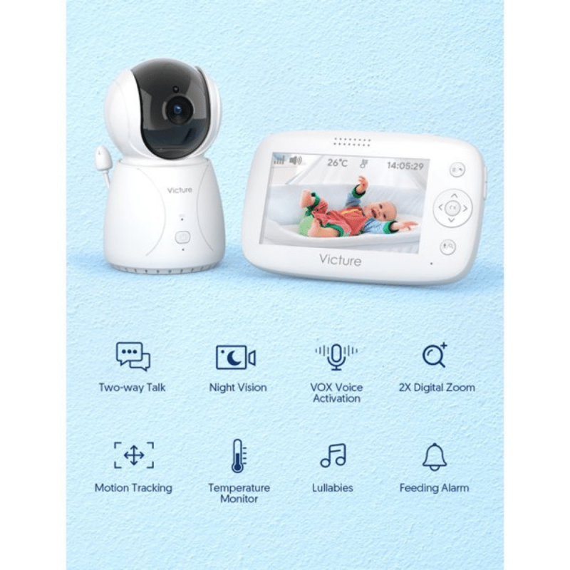 Victure Video Baby Monitor with Camera, 4.3-inch LCD Screen, White