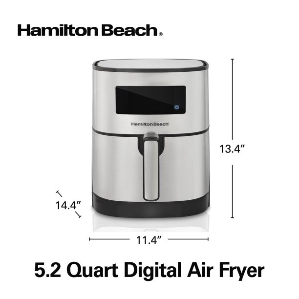 Hamilton Beach 5 Liter Hot Air Fryer With Nonstick Basket And Stylish Stainless Steel