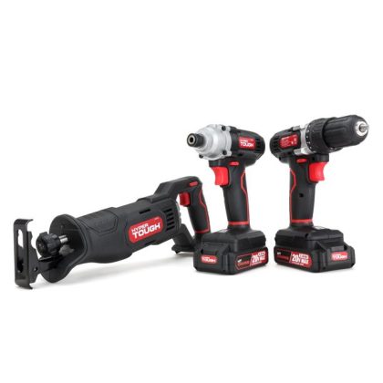 Hyper Tough 3/8 inch Cordless Drill, 1/4 inch Impact Driver & Reciprocating Saw Combo Kit