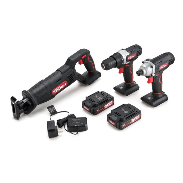 Hyper Tough 3/8 inch Cordless Drill, 1/4 inch Impact Driver & Reciprocating Saw Combo Kit