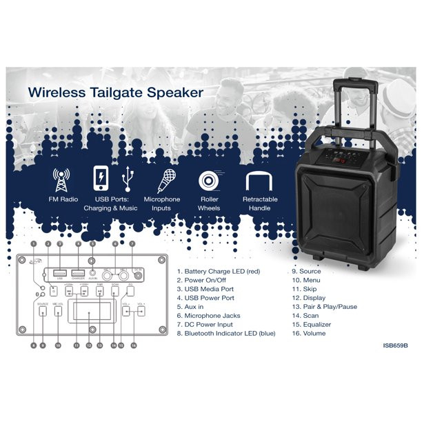 ILive Wireless Tailgate Speaker, ISB659B