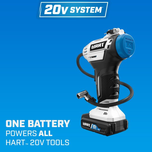 Hart 20-Volt Cordless Inflator And LED Light Kit (1) 1.5Ah Lithium-Ion Battery