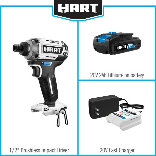 Hart 20-Volt Brushless Impact Driver Kit (1) 20-Volt 2.0Ah Lithium-ion Battery