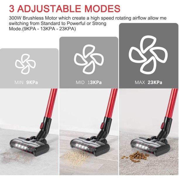 Moosoo K23 Cordless Vacuum 4-In-1 Stick Vacuum With 3 Suction Modes