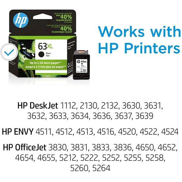 HP 63XL High Yield Orginial Ink Cartridge, Black/Tri-Color (63 XL Black & Color Bundle)
