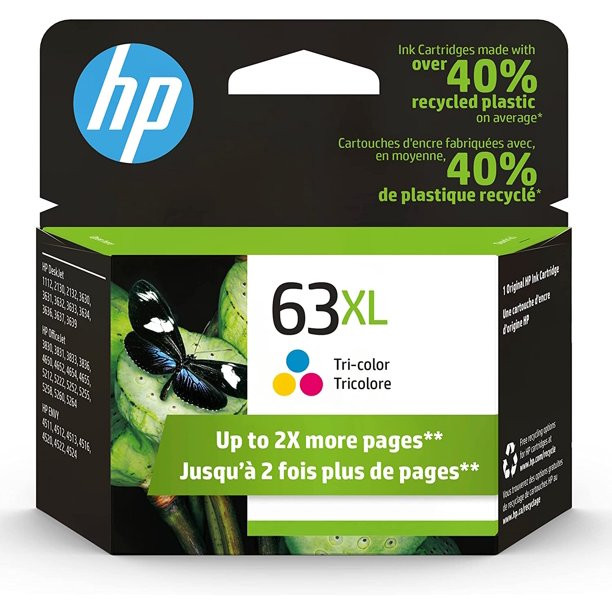 HP 63XL High Yield Orginial Ink Cartridge, Black/Tri-Color (63 XL Black & Color Bundle)
