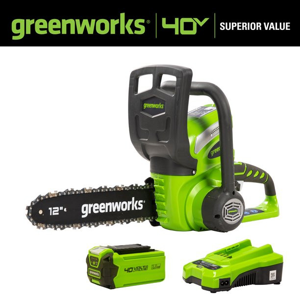 Greenworks 40V 12-inch Cordless Chainsaw with 2.0 Ah Battery and Charger