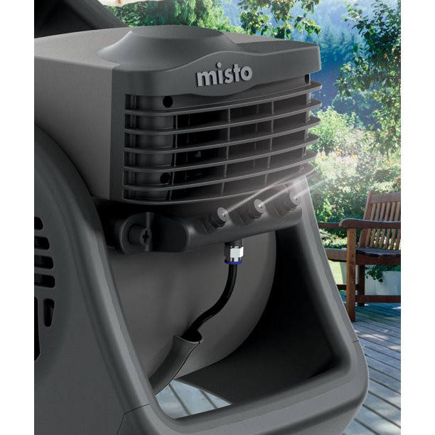 Lasko 15-Inch Pivoting Misto Outdoor Misting Fan, 7050, Black