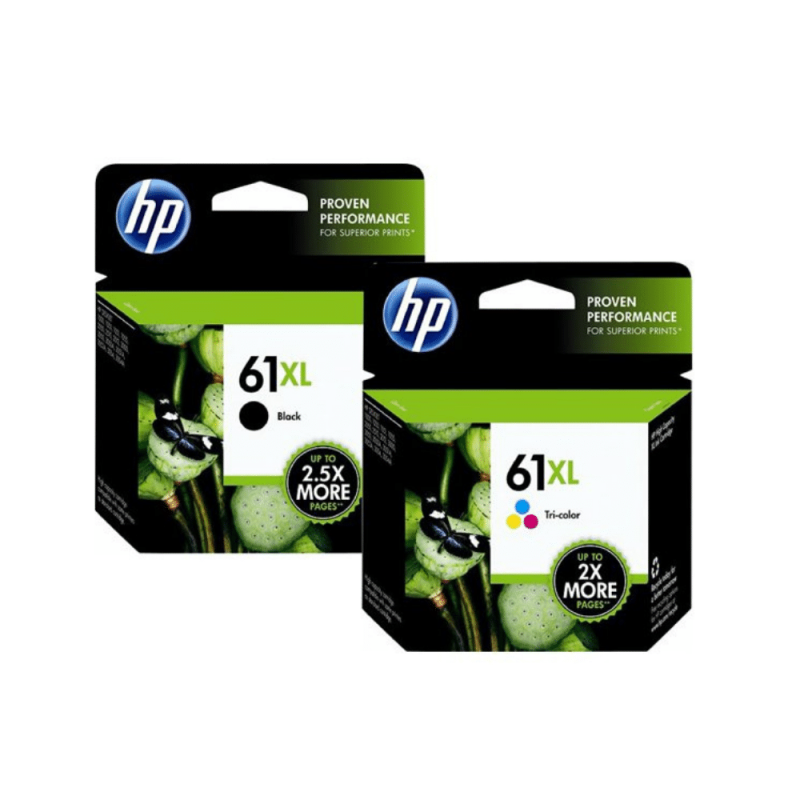 HP 61XL Combo 2-Pack High Capacity Ink Cartridge, Black, Color (Cyan, Magenta, Yellow)