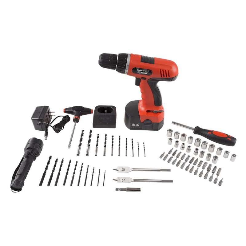 Stalwart Cordless Drill Set - 78 Piece Kit, 18-Volt Power Tool (75-66007)