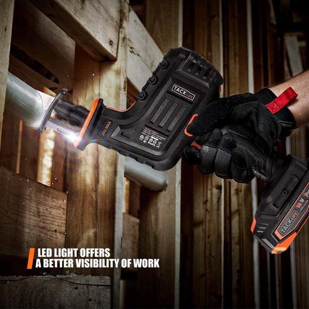 Tacklife Reciprocating Saw, One-Handed, 20V 2A MAX Lithium Battery & Charger