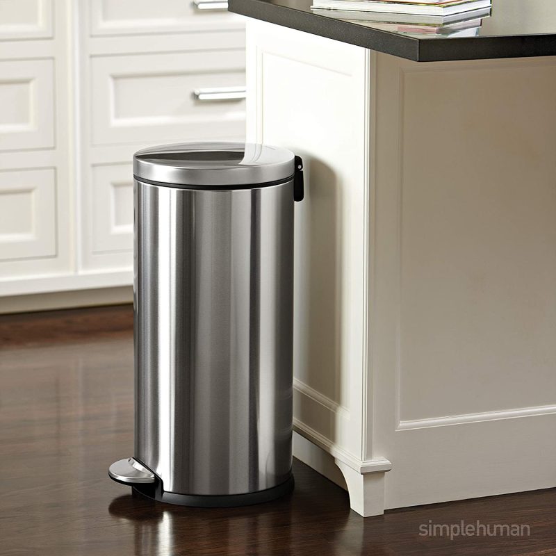 Simplehuman 30 Liters/ 8 Gallons Round Step Trash Can, Brushed Stainless Steel