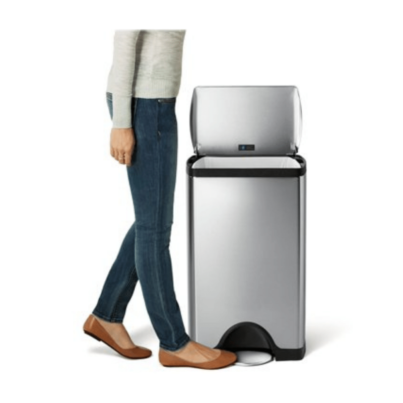 Simplehuman 38 Liters/ 10 Gallons Stainless Steel Rectangular Kitchen Step Trash Can, Brushed Stainless Steel
