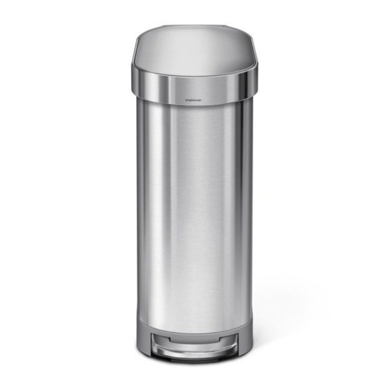 Simplehuman 45 Liters/12 Gallons Slim Hands-Free Kitchen Step Trash Can with Liner Rim, Brushed Stainless Steel