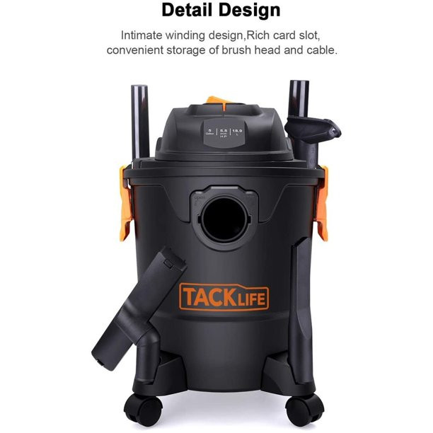 Tacklife Wet/Dry Vacuum, 5 Gallon Shop Vacuu Lightweight Powerful Suction Shop
