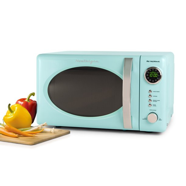 Nostalgia 0.7 Cu. ft. 700-Watt Countertop Microwave Oven, Aqua, RMO7AQ