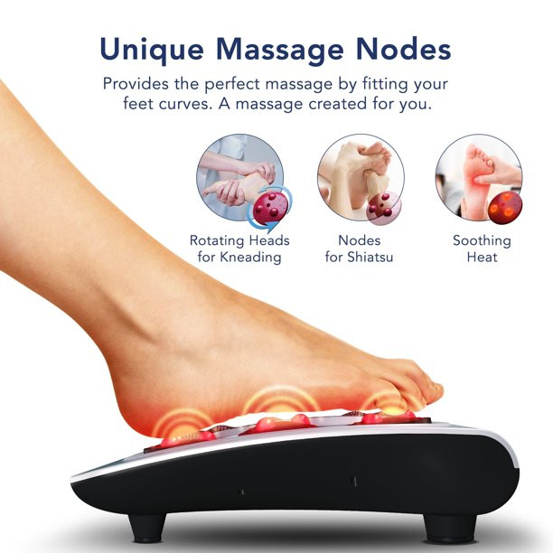 Miko Foot Massager Machine with Heat, Shiatsu Kneading Massager with 18 Massage Nodes