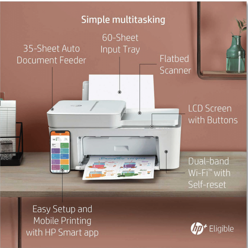 HP DeskJet 4155e Wireless All-in-One Inkjet Printer, Copy/ Print/ Scan