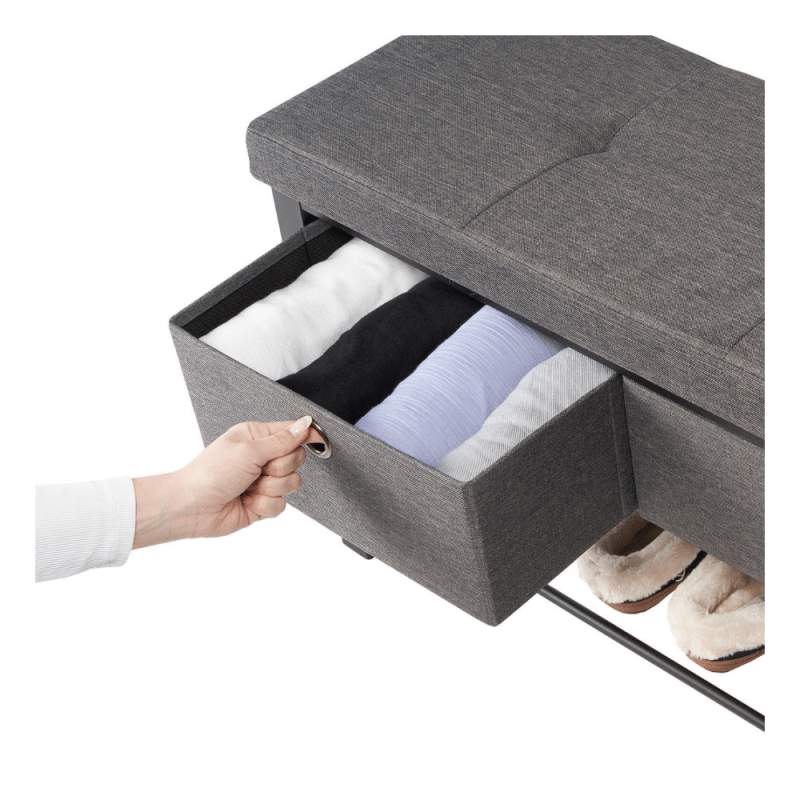 Neatfreak Fabric Upholstered Shoe Storage Bench with 2 Drawers