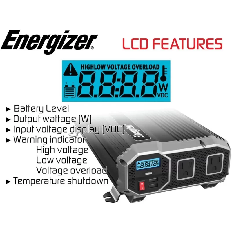 Energizer 1100 Watt 12V 60Hz Power Inverter With Remote Control