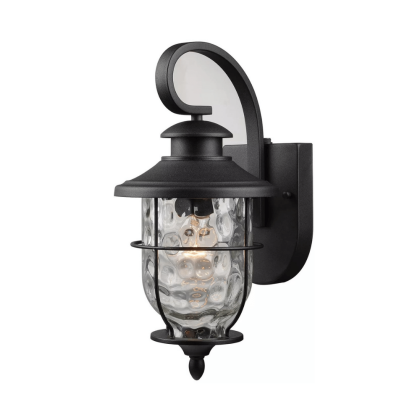 Hardware House Lantern with Dusk-to-Dawn Light Control, Textured Black
