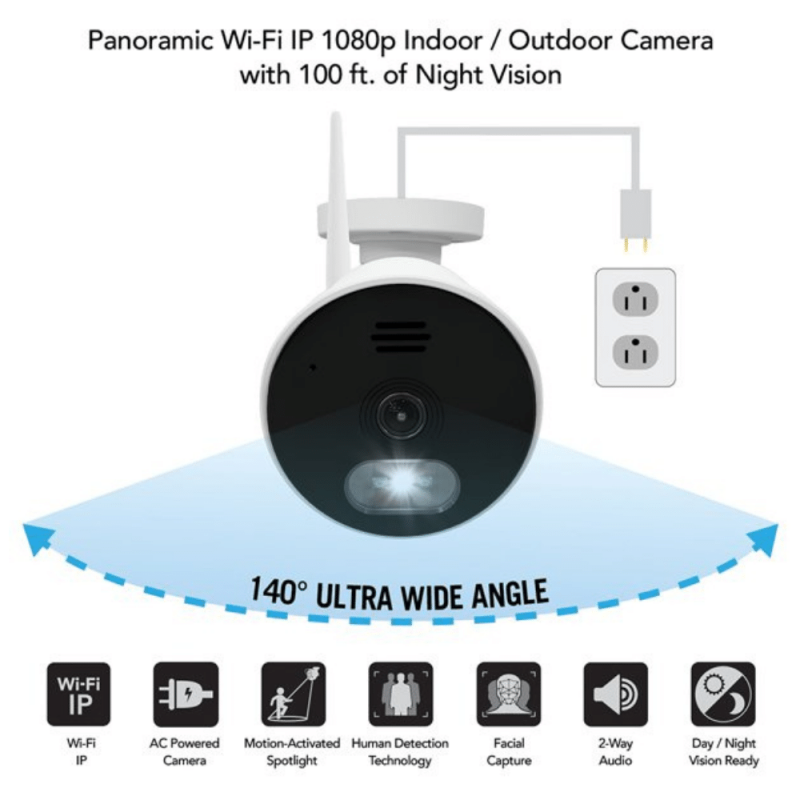 Night Owl Wi-Fi IP 1080p HD, 140° Ultra Wide Angle View, 2-Way Audio Camera (1 Pack)