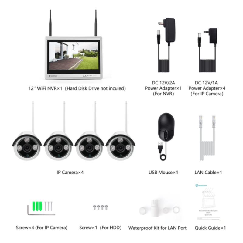 HeimVision 8CH NVR 1080P Wireless Security Camera System with 12 inch LCD Monitor (HM243)