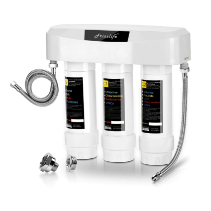 Frizzlife 3-Stage Under Sink Water Filter System, 0.5 Micron High Precision Removes 99.99% Lead
