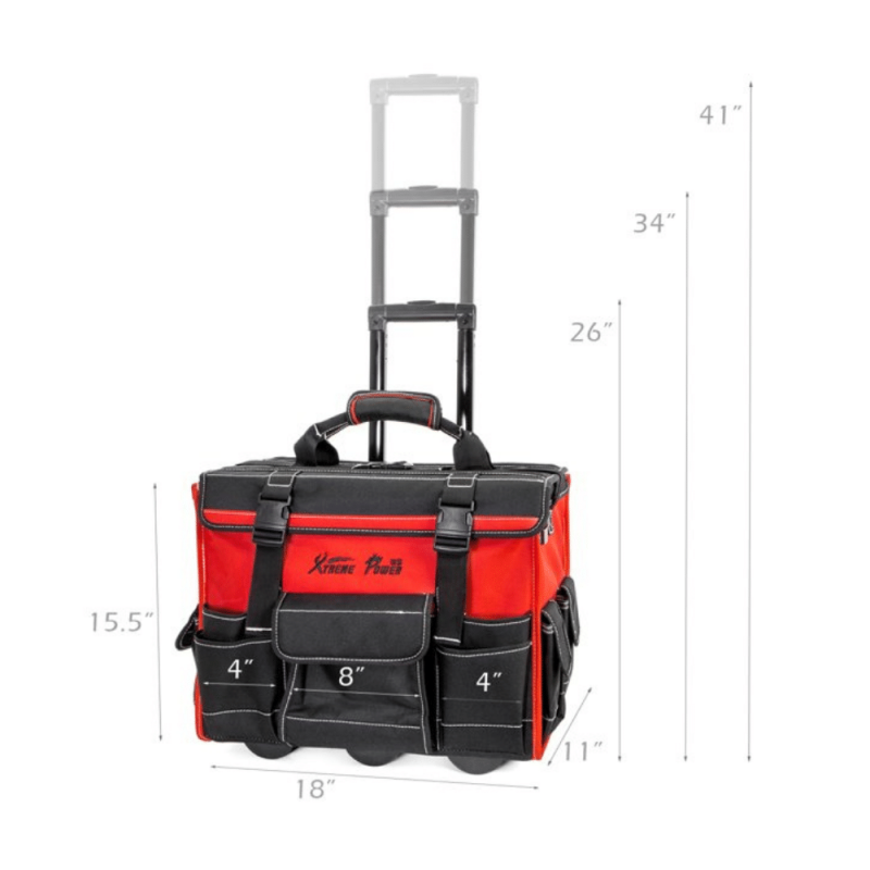 XtremepowerUS 18" Portable Rolling Tool Bag Storage Organizer with Wheels