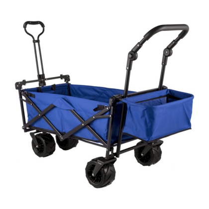 Vevor Collapsible Wagon Cart Blue, Portable Folding Wagon Cart Removable Canopy 600D Oxford Cloth