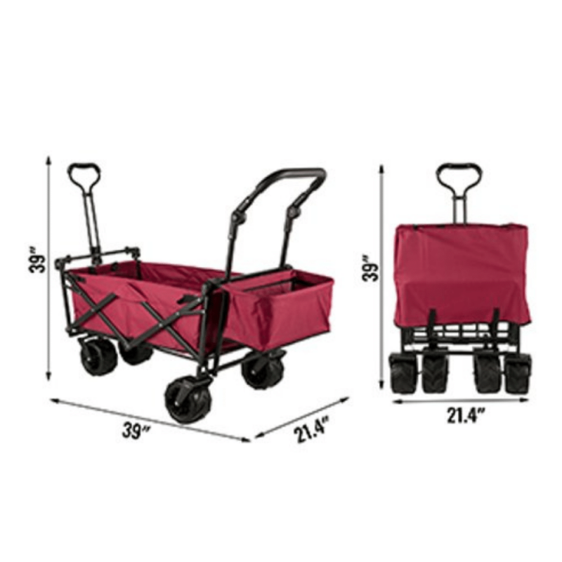 Vevor Collapsible Wagon Cart, Portable Folding Wagon Cart Removable Canopy 601D Oxford Cloth